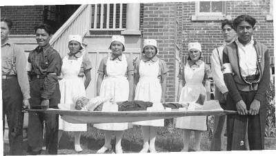 St. Michael's School, Alert Bay B.C., First Aid and Home Nursing Demonstration, 1943