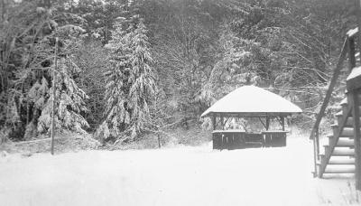 Alert Bay School, B.C. - Lots of snow behind preventorium