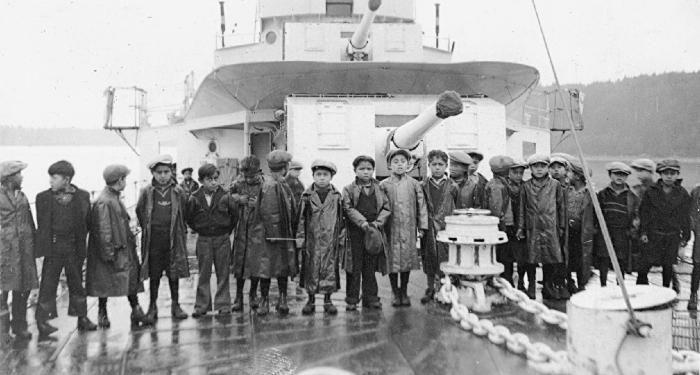 St. Michael's School, Alert Bay, B.C. - Junior Boys visit HMCS "Skeena"