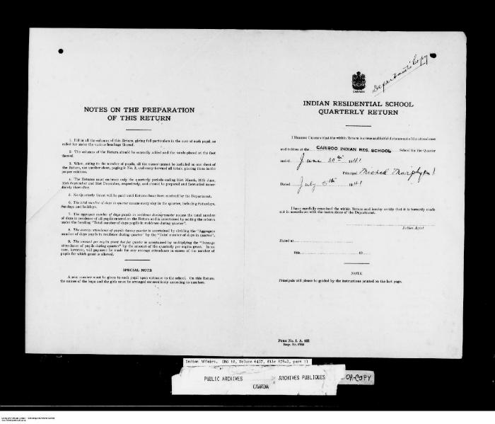 Quarterly Return, 30 June 1941