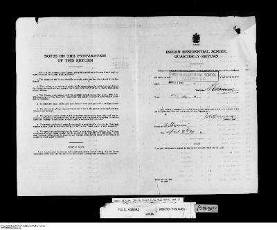 Quarterly Return, 31 March 1949