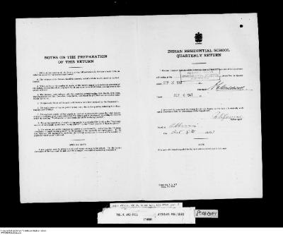 Quarterly Return, 30 September 1947