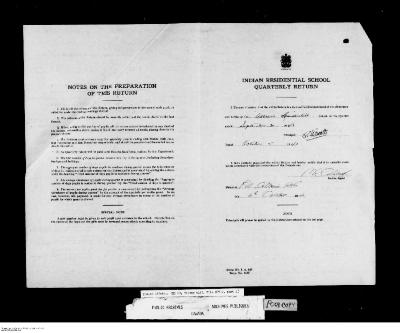 Quarterly Return, 30 September 1943