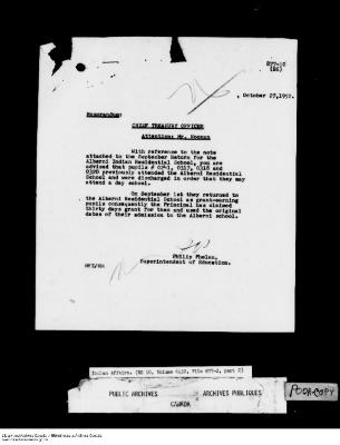 Memorandum, 27 October 1952