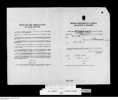 Quarterly Return, 30 September 1945