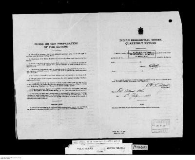 Quarterly Return, 30 June 1943