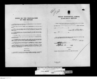 Quarterly Return, 31 March 1949