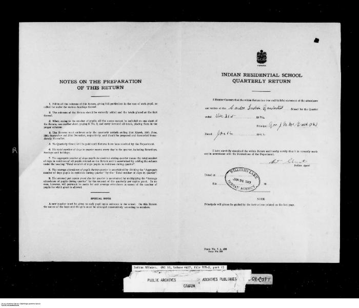 Quarterly Return, 31 December 1942