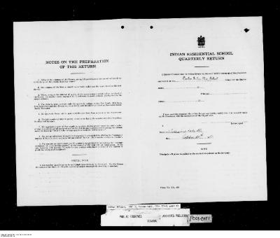 Quarterly Return, 30 September 1951