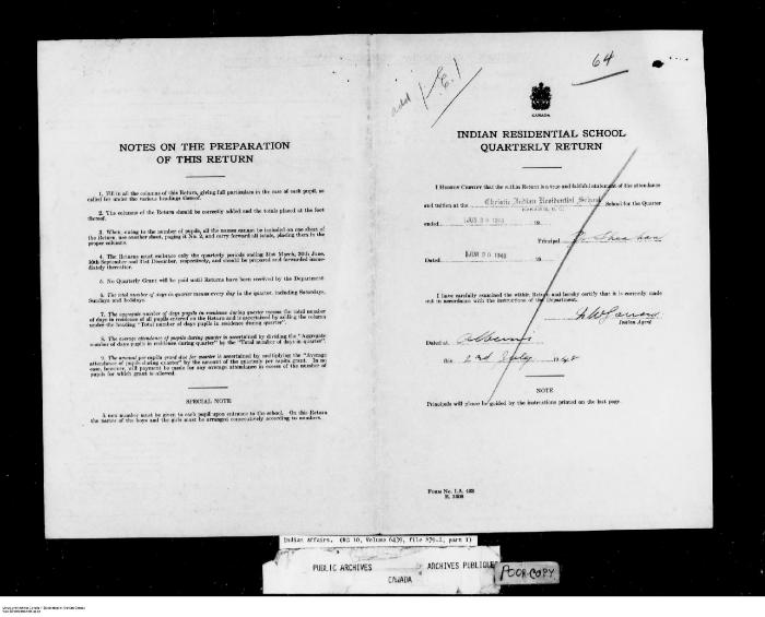 Quarterly Return, 30 June 1948