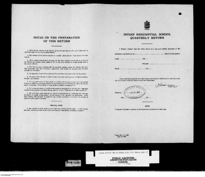 Quarterly Return, 31 March 1947