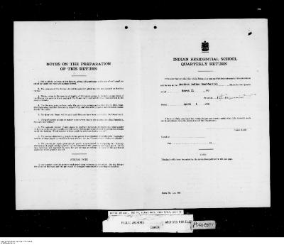 Quarterly Return, 31 March 1950