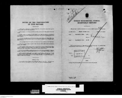 Quarterly Return, 30 September 1949