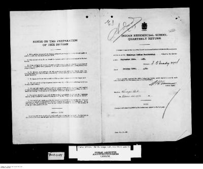 Quarterly Return, 30 September 1950