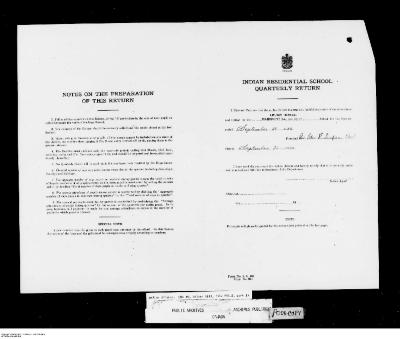 Quarterly Return, 30 September 1943