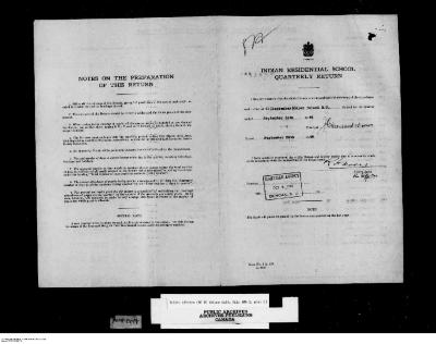 Quarterly Return, 30 September 1948