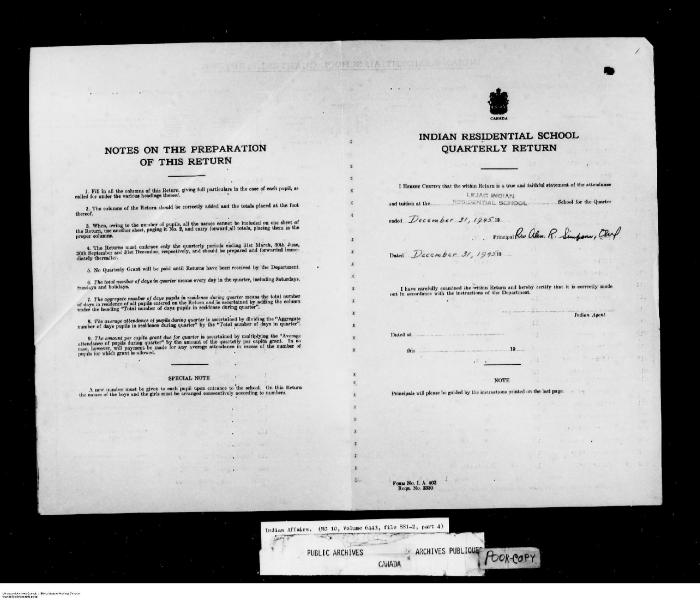 Quarterly Return, 31 December 1945