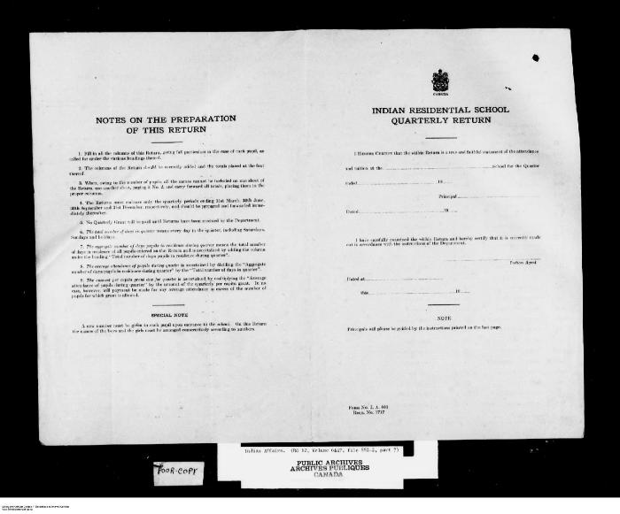 Quarterly Return, 30 September 1946