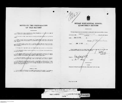 Quarterly Return, 31 December 1951