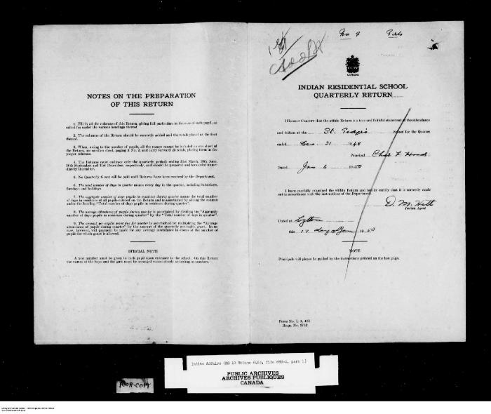 Quarterly Return, 31 December 1949