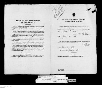 Quarterly Return, 31 December 1952