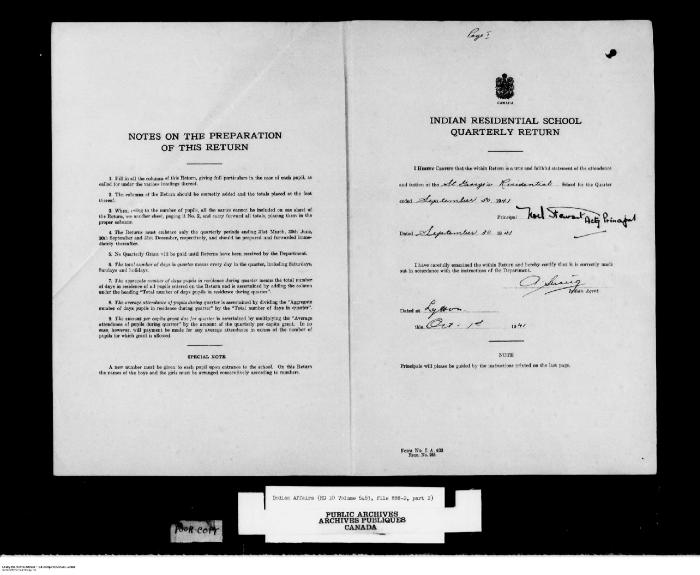 Quarterly Return, 30 September 1941