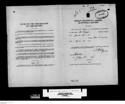 Quarterly Return, 30 June 1947