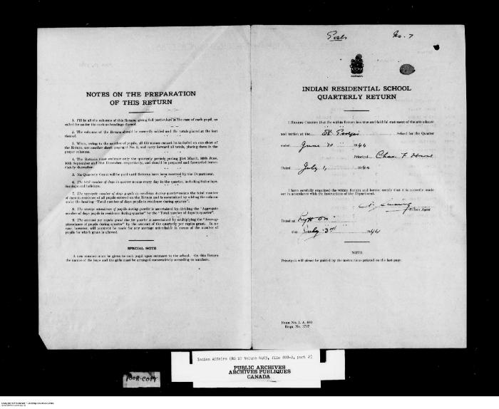 Quarterly Return, 30 June 1944