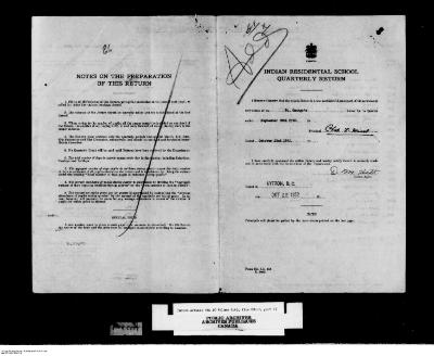 Quarterly Return, 30 September 1952