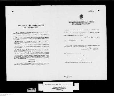 Quarterly Return, 30 September 1943