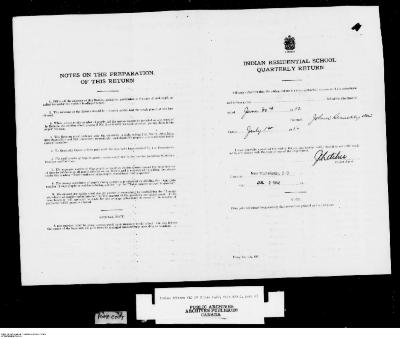 Quarterly Return, 30 June 1952