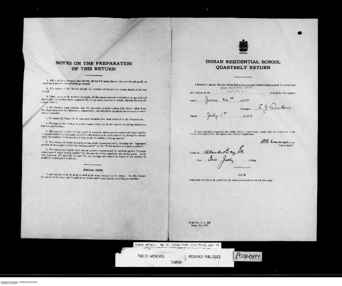 Quarterly Return, 30 June 1944