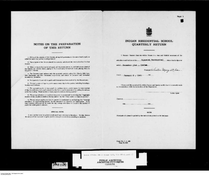 Quarterly Return, 31 December 1940