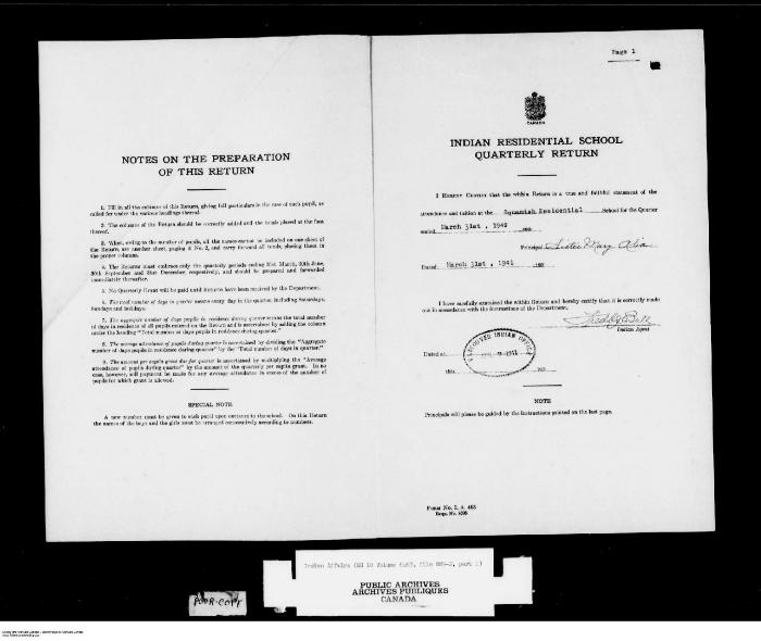 Quarterly Return, 31 March 1941