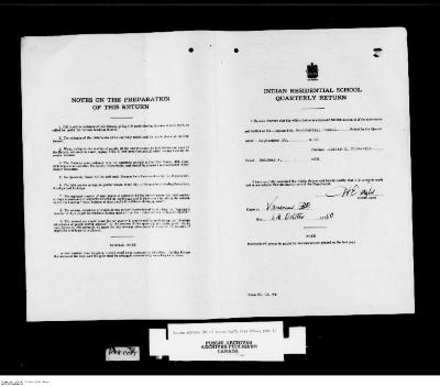 Quarterly Return, 30 September 1950