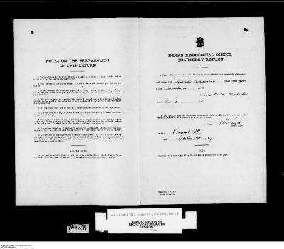 Quarterly Return, 30 September 1947