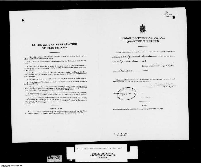 Quarterly Return, 30 September 1942