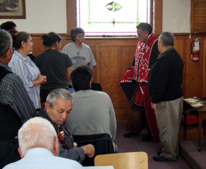 Don McKay wears blanket