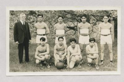 Mr. Pitts and Boys' Basket Ball Team