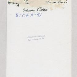 [Illegible] . . . Mrs Pitts