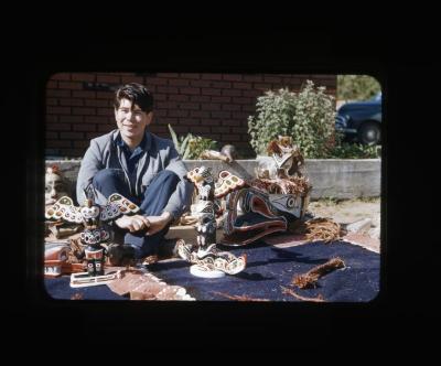 Unidentified young man with indigenous art