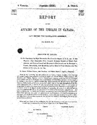 Report on the affairs of the Indians in Canada : laid before the Legislative Assembly, 20th March, 1845