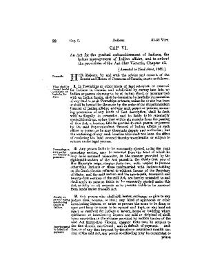 An act for the gradual enfranchisement of Indians
