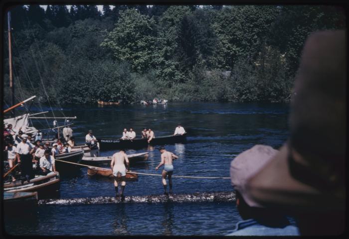 Log rolling, Sports Day, Somass River, Port Alberni