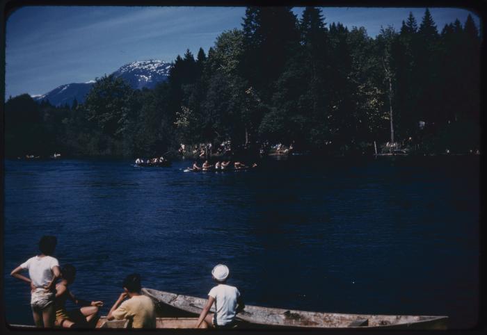 <em>Canoe race, Sports Day, Somass River, Port Alberni </em>(1948). Source: Museum of Anthropology at UBC. 