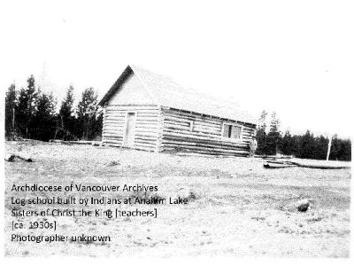 Log school built by Indians at Anahim Lake