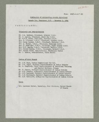 Conference Of Residential School Principals, page 1