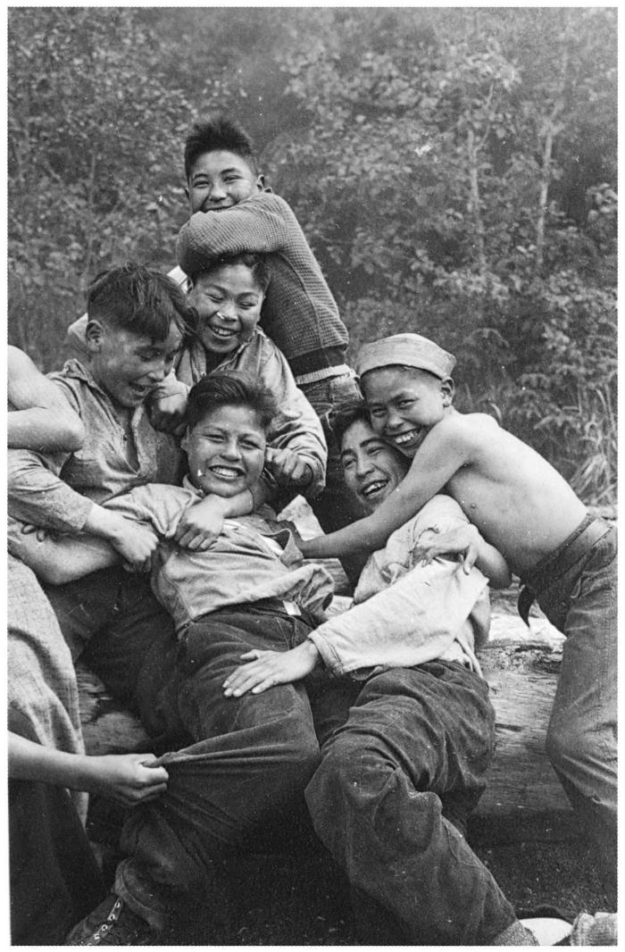 Play Time.  A group of boys at Alert Bay school.