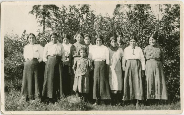 [Older girls from Poplar River attending the Indian Boarding School at Norway House]
