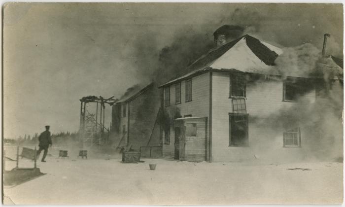 Norway House Indian Boarding School on fire